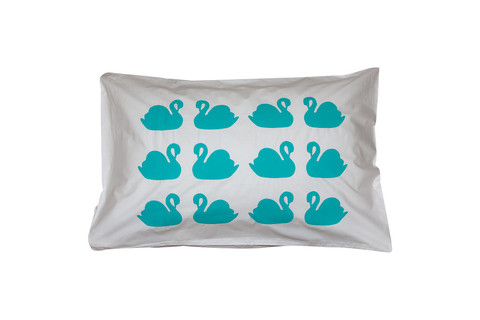 Minty Swan Pillowcase - Single